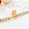 Pastel Krishna Macrame Rakhi With Meena Work Online