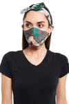 Buy Payal Singhal Face Mask With Pouch And Hairband Set - White Abutilon And Brown Abutilon Print