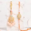 Gift Peach Meenakari Rakhi Set for Bhaiya & Bhabhi