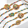 Gift Peacock CZ And Meena Rakhi (Set of 5)