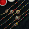 Gift Peacock CZ And Meena Rakhi (Set of 5)