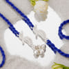 Shop Peacock Feather 925 Sterling Silver Bhaiya Bhabhi Rakhi Set