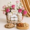 Peacock Rakhi and Floral Dry Fruit Hamper Online