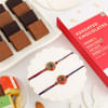 Peacock Rakhi Set Of 2 And Assorted Chocolates Online
