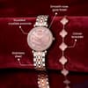 Shop Pearl Pink Crystal Studded Watch And Clover Bracelet For Her