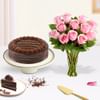 Perfect Pairing Blooms And Chocolate Cake Combo Online