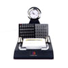 Gift Perpetual Silver Calendar And Clock With Memo Pad
