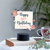 Personalized 16th Birthday Floral Acrylic LED Lamp | Custom Tabletop Night Light with Black Stand