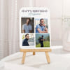Personalized Birthday Photo Collage Frame | Same Day Delivery | Custom 4 Picture Plaque with Wooden 