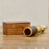 Gift Personalized Brass And Leather Finish Telescope In Sheesham Wood Box