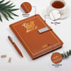 Gift Personalized Brown Diary And Pen - For Him