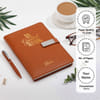 Gift Personalized Brown Leather Diary & Pen Set for Rakhi