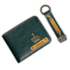 Gift Personalized Classic PU Leather Wallet And Keychain Combo - Forest Green