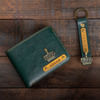 Personalized Classic PU Leather Wallet And Keychain Combo - Forest Green