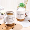 Gift Personalized Cork Base Ceramic Mug For Couples - Set Of 2