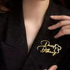 Gift Personalized Double Name Gold Brooch For Women