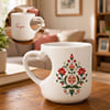 Personalized Floral Heart Handle Mug