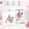 Gift Personalized Floral Initials Cushions - Set Of 2