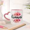 Gift Personalized Floral Mug With Heart Handle