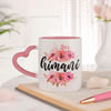 Personalized Floral Mug With Heart Handle Online
