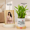 Gift Personalized Ganesh Chaturthi Golden Frame and Bamboo Plant Combo