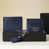 Gift Personalized Genuine Leather Wallet Combo For Men - Blue