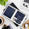 Personalized Genuine Leather Wallet Combo For Men - Blue