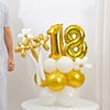 Gift Personalized Golden & White Birthday Balloon Bouquet