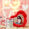 Personalized Heart Shaped Cushion with Mug Online