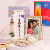 Personalized Kundan Bhaiya Bhabhi Rakhi Set with Frame
