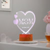 Gift Personalized Love You Mom - LED Lamp - Wooden Finish Base