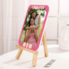 Gift Personalized Love You Mom Photo Frame | Same Day Delivery | Custom Pink Tabletop Plaque with Wooden 