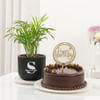 Personalized Lush Plant And Birthday Cake Combo Online