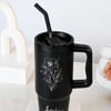 Gift Personalized Matte Black Floral Tumbler for Her