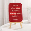 Personalized Motivational Quote Plaque | Same Day Delivery | Red Tabletop Inspiration Sign with Wood