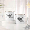 Personalized Mr Right And Mrs Always Right Enamel Coffee Mug - Set Of 2