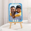 Personalized My Hero Dad Photo Frame | Same Day Delivery | Custom Blue Tabletop Plaque with Wooden E
