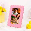 Gift Personalized Pink Photo Frame with Crochet Flower