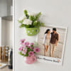 Personalized Poloroid with Mini Flower Vase Fridge Magnet