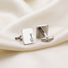 Gift Personalized Rectangular Silver Cufflinks for Dad