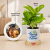 Gift Personalized Round Frame & Money Plant Diwali Combo