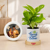 Personalized Round Frame & Money Plant Diwali Combo