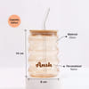 Gift Personalized Spiral Glass Tumbler With Bamboo Lid And Straw