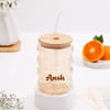 Shop Personalized Spiral Glass Tumbler With Bamboo Lid And Straw