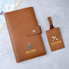 Personalized Tan Travel Wallet And Luggage Tag Combo Online