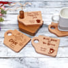 Gift Personalized Tea Lover Wooden Coasters with Coaster Holder - Set of 4