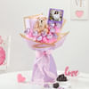 Personalized Teddy And Fridge Magnet Bouquet Online