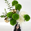 Gift Personalized White Disbuds & Green Carnations Arrangement