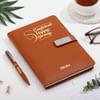 Personalized Women's Day Brown Diary And Pen Combo Online