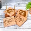 Personalized Wooden Coasters with Coaster Holder for Couples - Set of 4 Online